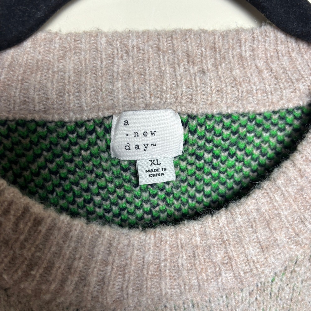 A New Day Gray Crewneck Graphic Love Stretch Pullover‎ Knit Sweater Womens XL - Picture 8 of 9